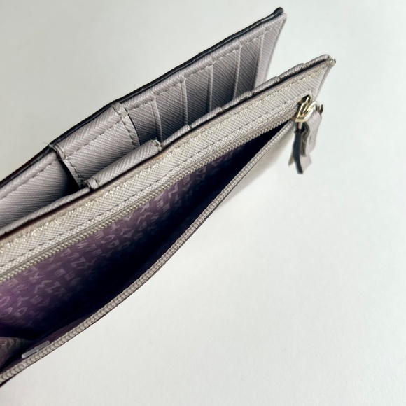 Kate Spade Grey Gold Crossgrain Leather Wallet - Picture 7 of 13